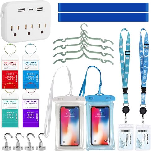 KOILLUXU Cruise Essentials 2026 Premium Cruise Must Haves Kit with Cruise-Safe Power Strip, Magnetic Hooks, Adjustable Lanyards, Luggage Tags, Hanger, Towel Bands & Waterproof Phone Pouch in Saudi Arabia