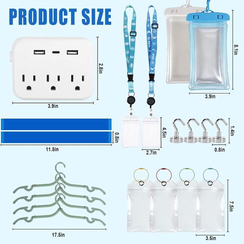 KOILLUXU Cruise Essentials 2026 Premium Cruise Must Haves Kit with Cruise-Safe Power Strip, Magnetic Hooks, Adjustable Lanyards, Luggage Tags, Hanger, Towel Bands & Waterproof Phone Pouch in Saudi Arabia