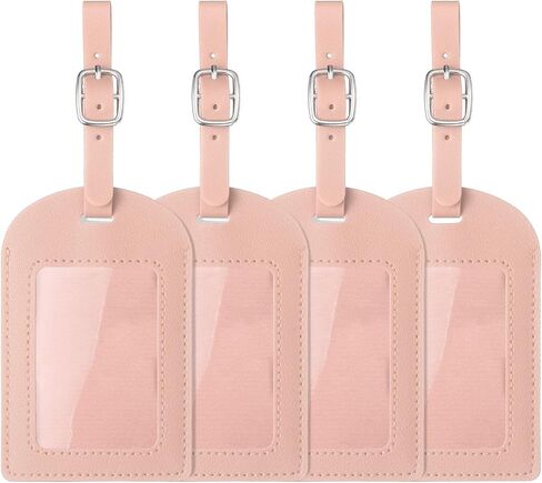 uxcell 4 Pcs Luggage Tags, PU Leather Suitcases ID Bag Tags Luggage Identifiers Travel Accessories Essential for Air Cruise International Travel (Blue, No Flip Cover) in Kuwait