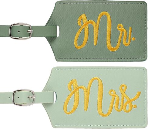 Hsei 2 Pcs Mr and Mrs Luggage Tags 2026 Honeymoon Gifts Wedding PU Leather His Her Luggage Tag Bridal Shower Gifts for Couple(Sage Green) in Kuwait