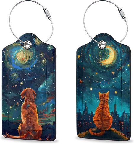 Set of 2 Luggage Tags for Suitcases, Abstract Colorful Sea Turtle Leather Suitcase Tag Name Identifiers Labels for Travel Bag Baggage Backpack in Saudi Arabia