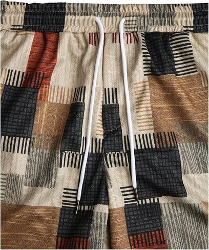 SHENHE Men's Geometric Patchwork Shorts Drawstring Summer Vacation Beach Shorts with Pockets in Kuwait