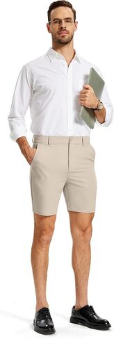 Mens Golf Shorts 7 Inch Tapered Leg Stretch Lightweight Skinny for Dress Casual Business Work in Saudi Arabia