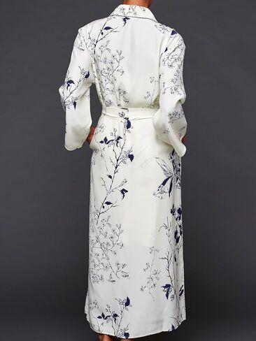 Julianna Rae Women's Midnight Stroll Robe, 100% Silk, Petite, Midnight Floral, XSP in Kuwait