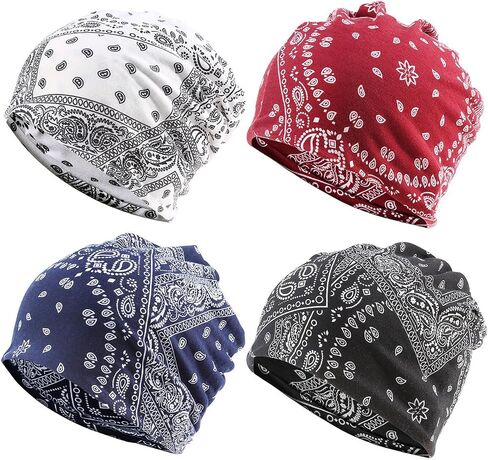 4Pieces Slouchy Beanie Chemo Hat Soft Lightweight Running Beanie Adult Skull Hats Cap for Men Women Multi in Saudi Arabia