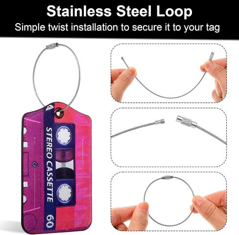 Guduling 4pcs Cassette Tape Luggage Tags for Suitcases Funny, Fun Luggage Tags, Retro Leather Funny Baggage Tag Boarding Pass for Women & Men, Colorful in Saudi Arabia