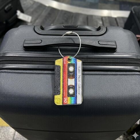 Guduling 4pcs Cassette Tape Luggage Tags for Suitcases Funny, Fun Luggage Tags, Retro Leather Funny Baggage Tag Boarding Pass for Women & Men, Colorful in Saudi Arabia