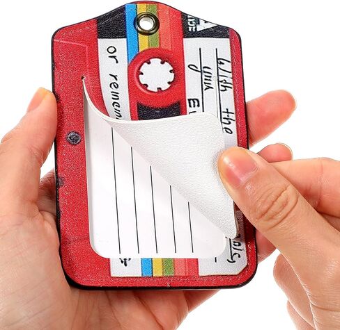 Guduling 4pcs Cassette Tape Luggage Tags for Suitcases Funny, Fun Luggage Tags, Retro Leather Funny Baggage Tag Boarding Pass for Women & Men, Colorful in Saudi Arabia