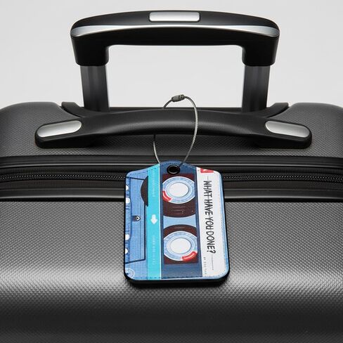 Guduling 4pcs Cassette Tape Luggage Tags for Suitcases Funny, Fun Luggage Tags, Retro Leather Funny Baggage Tag Boarding Pass for Women & Men, Colorful in Saudi Arabia
