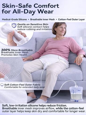 Leak-Proof Female Wearable Urinal System for Women 100-330 lbs, Medical Grade Silicone Collector with 5 ft Tube Tube, 3 Reusable Leg Bags, Discreet Incontinence Kit for Travel & Home Care, Plus Size in Saudi Arabia