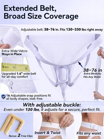 Leak-Proof Female Wearable Urinal System for Women 100-330 lbs, Medical Grade Silicone Collector with 5 ft Tube Tube, 3 Reusable Leg Bags, Discreet Incontinence Kit for Travel & Home Care, Plus Size in Saudi Arabia
