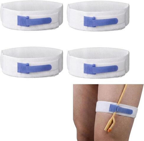 4 pcs Foley Catheter Leg Strap, Anti Slip Catheter Stabilization Device, Adjustable & Reusable Urinary Catheter Drainage Bag Holder & Tube Stabilizer, Comfortable Wear Catheter Supplies in Saudi Arabia