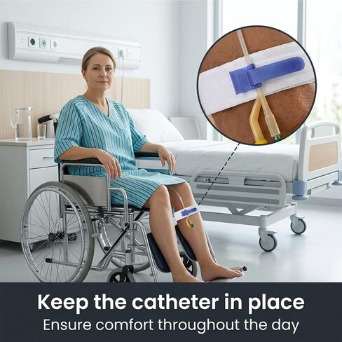 4 pcs Foley Catheter Leg Strap, Anti Slip Catheter Stabilization Device, Adjustable & Reusable Urinary Catheter Drainage Bag Holder & Tube Stabilizer, Comfortable Wear Catheter Supplies in Saudi Arabia