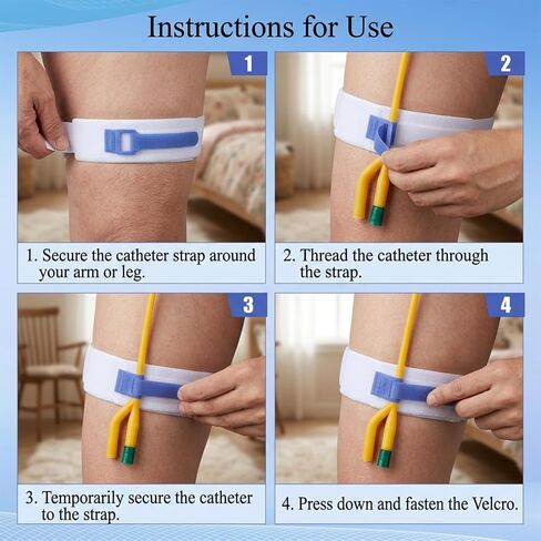 4 pcs Foley Catheter Leg Strap, Anti Slip Catheter Stabilization Device, Adjustable & Reusable Urinary Catheter Drainage Bag Holder & Tube Stabilizer, Comfortable Wear Catheter Supplies in Saudi Arabia
