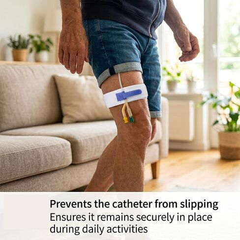 4 pcs Foley Catheter Leg Strap, Anti Slip Catheter Stabilization Device, Adjustable & Reusable Urinary Catheter Drainage Bag Holder & Tube Stabilizer, Comfortable Wear Catheter Supplies in Saudi Arabia