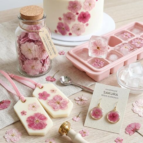 50 Pcs Pink Dried Pressed Flowers Cake Decorations Cherry Blossoms Flowers for Dessert Table Birthday Bridal Wedding Baby in Bloom Baby Shower Party Décor in Saudi Arabia