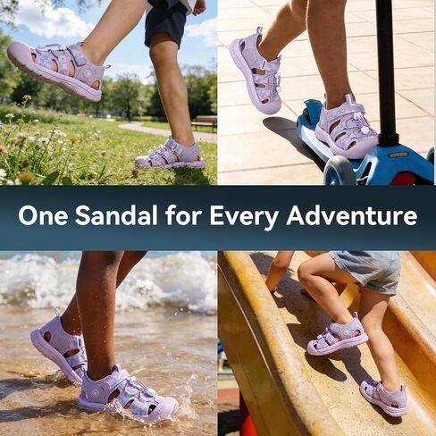 TARANIS Toddler Sandals Closed Toe Water Shoes for Boys Girls Ages 2-10 Quick Dry Kids Beach Sandals with Adjustable Strap, Wide Toe Box, Non-Slip Rubber Sole for Summer Outdoor Play in Saudi Arabia
