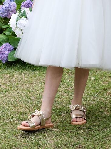 Coutgo Girls Sandals Dress Shoes Bow Open Toe Flats Flower Girl Shoes | Cute,Summer,For Little Kids,For Big Kids,Princess,Party,Wedding,Hook & Loop Velcro,Lightweight,Comfortable,Casual,School in Saudi Arabia