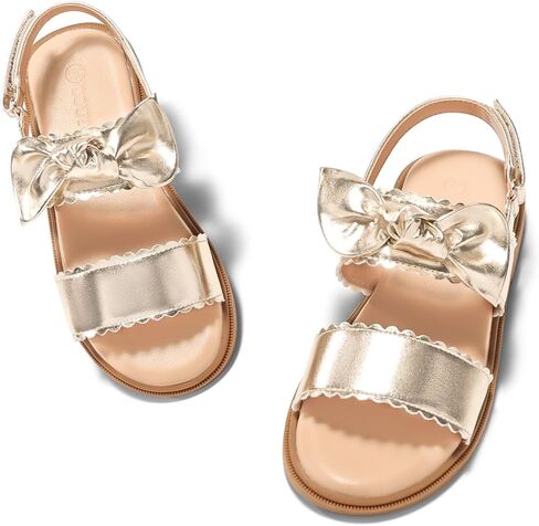Coutgo Girls Sandals Dress Shoes Bow Open Toe Flats Flower Girl Shoes | Cute,Summer,For Little Kids,For Big Kids,Princess,Party,Wedding,Hook & Loop Velcro,Lightweight,Comfortable,Casual,School in Saudi Arabia