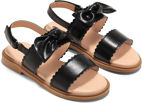 Coutgo Girls Sandals Dress Shoes Bow Open Toe Flats Flower Girl Shoes | Cute,Summer,For Little Kids,For Big Kids,Princess,Party,Wedding,Hook & Loop Velcro,Lightweight,Comfortable,Casual,School in Saudi Arabia