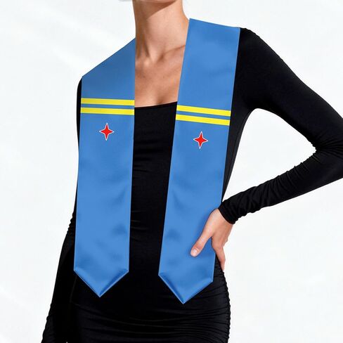 Aruba Flag Graduation Stole, Aruba Graduation Sash Scarf for Study Aboard International Students in Kuwait