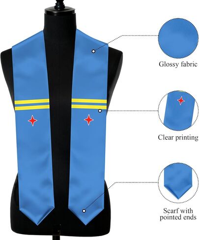 Aruba Flag Graduation Stole, Aruba Graduation Sash Scarf for Study Aboard International Students in Kuwait
