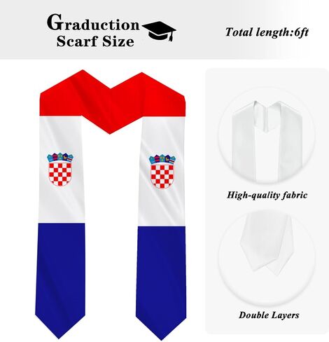 Croatia Country Flag Graduation Stole Sash Double-Layer Ceremonial Scarf in Saudi Arabia