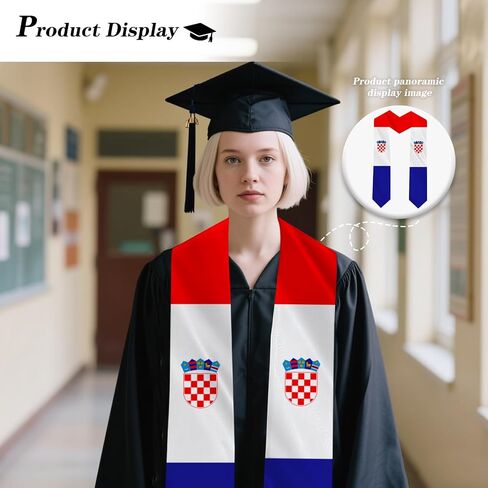 Croatia Country Flag Graduation Stole Sash Double-Layer Ceremonial Scarf in Saudi Arabia
