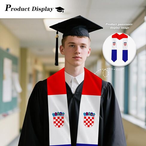 Croatia Country Flag Graduation Stole Sash Double-Layer Ceremonial Scarf in Saudi Arabia