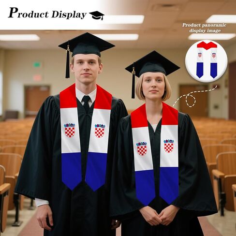 Croatia Country Flag Graduation Stole Sash Double-Layer Ceremonial Scarf in Saudi Arabia