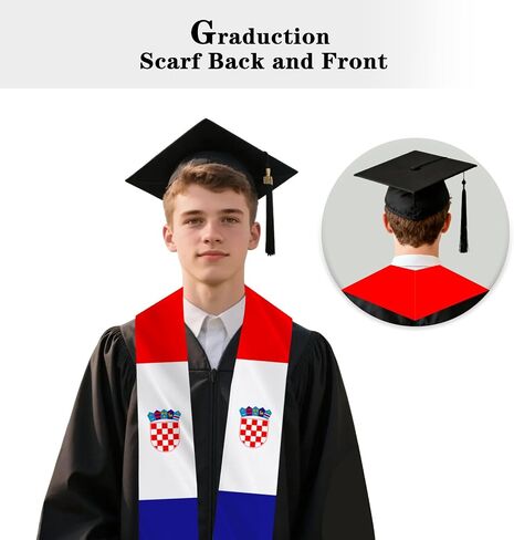Croatia Country Flag Graduation Stole Sash Double-Layer Ceremonial Scarf in Saudi Arabia