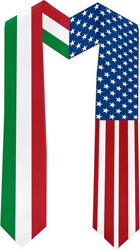 2026 Italy Flag and USA Flag Graduation Stole Graduation Sash for International Student (Baccalaureate Gown and Hat Not Included) in Kuwait