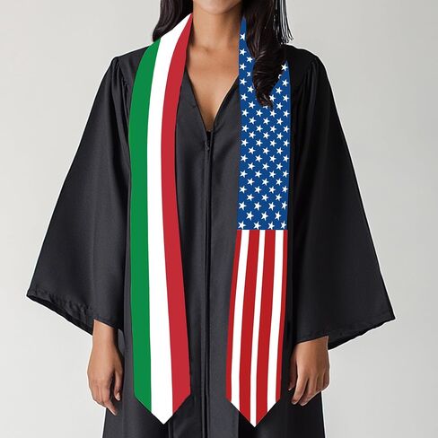 2026 Italy Flag and USA Flag Graduation Stole Graduation Sash for International Student (Baccalaureate Gown and Hat Not Included) in Kuwait