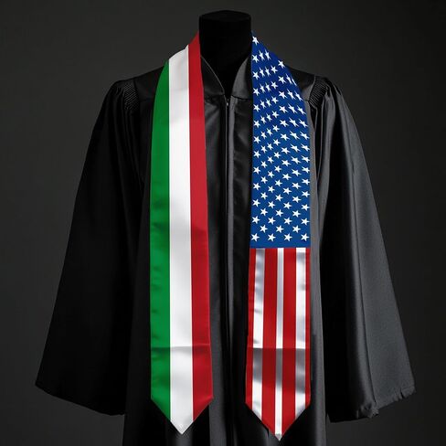 2026 Italy Flag and USA Flag Graduation Stole Graduation Sash for International Student (Baccalaureate Gown and Hat Not Included) in Kuwait