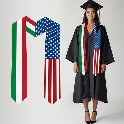 2026 Italy Flag and USA Flag Graduation Stole Graduation Sash for International Student (Baccalaureate Gown and Hat Not Included) in Kuwait