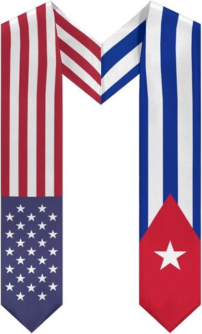 Cuba Mix United States Flag Graduation Stoles Shawls Sash International Study Graduate Scarves in Saudi Arabia