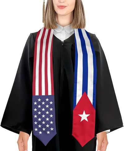 Cuba Mix United States Flag Graduation Stoles Shawls Sash International Study Graduate Scarves in Saudi Arabia