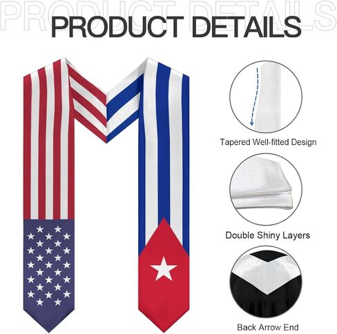 Cuba Mix United States Flag Graduation Stoles Shawls Sash International Study Graduate Scarves in Saudi Arabia