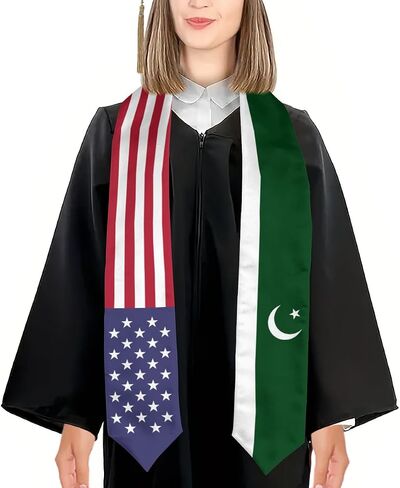 Pakistan Mix United States Flag Graduation Stoles Shawls Sash International Study Graduate Scarves in Saudi Arabia