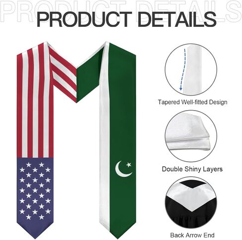 Pakistan Mix United States Flag Graduation Stoles Shawls Sash International Study Graduate Scarves in Saudi Arabia