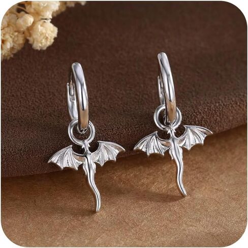 Tiny Dragon Huggie Small Hoop Earrings with Charm, Personalized Dragon 316L Surgical Steel 18k Gold Plated Dagon Drop Dangle Earrings for Women in Saudi Arabia