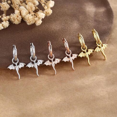 Tiny Dragon Huggie Small Hoop Earrings with Charm, Personalized Dragon 316L Surgical Steel 18k Gold Plated Dagon Drop Dangle Earrings for Women in Saudi Arabia