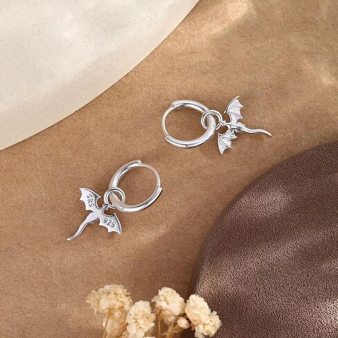Tiny Dragon Huggie Small Hoop Earrings with Charm, Personalized Dragon 316L Surgical Steel 18k Gold Plated Dagon Drop Dangle Earrings for Women in Saudi Arabia