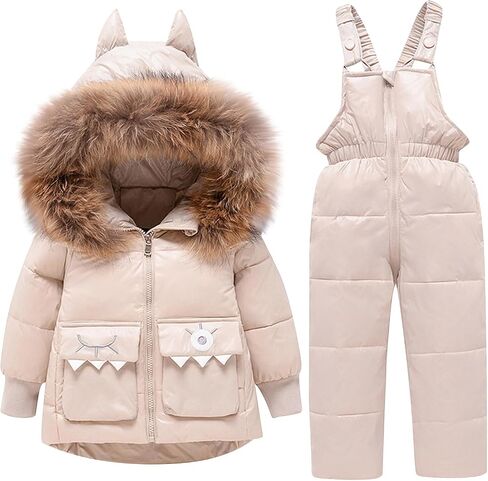 Snow Suit for Kids - Windproof Waterproof Skibib Pants and Jackets Thermal Winter Thicken Snowsuit for Boys Girls 1-6Y in Kuwait