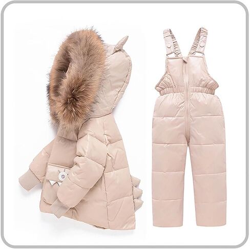 Snow Suit for Kids - Windproof Waterproof Skibib Pants and Jackets Thermal Winter Thicken Snowsuit for Boys Girls 1-6Y in Kuwait