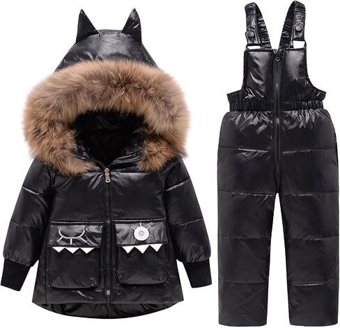 Snow Suit for Kids - Windproof Waterproof Skibib Pants and Jackets Thermal Winter Thicken Snowsuit for Boys Girls 1-6Y in Kuwait