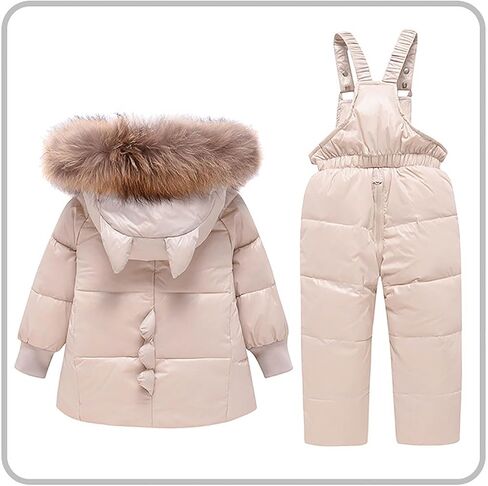 Snow Suit for Kids - Windproof Waterproof Skibib Pants and Jackets Thermal Winter Thicken Snowsuit for Boys Girls 1-6Y in Kuwait