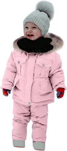 Boys Girls Toddler Heavyweight 2-Piece Ski Suit Snowsuit Baby Jacket and Snowbib Pants Set Waterproof Winter Snowboard Suits in Kuwait