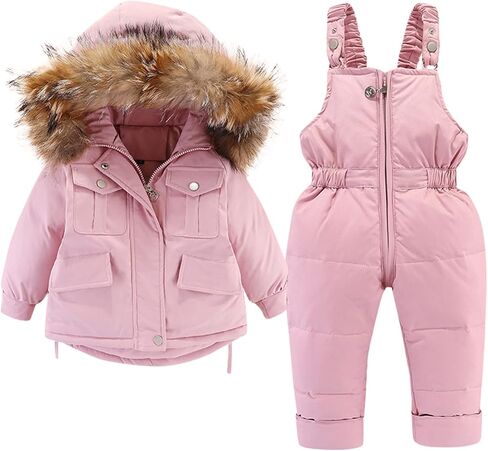 Boys Girls Toddler Heavyweight 2-Piece Ski Suit Snowsuit Baby Jacket and Snowbib Pants Set Waterproof Winter Snowboard Suits in Kuwait