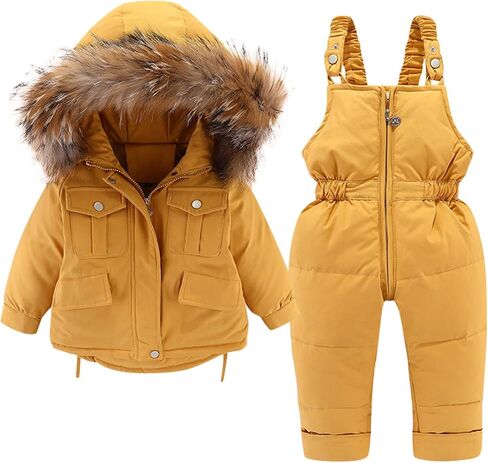 Boys Girls Toddler Heavyweight 2-Piece Ski Suit Snowsuit Baby Jacket and Snowbib Pants Set Waterproof Winter Snowboard Suits in Kuwait